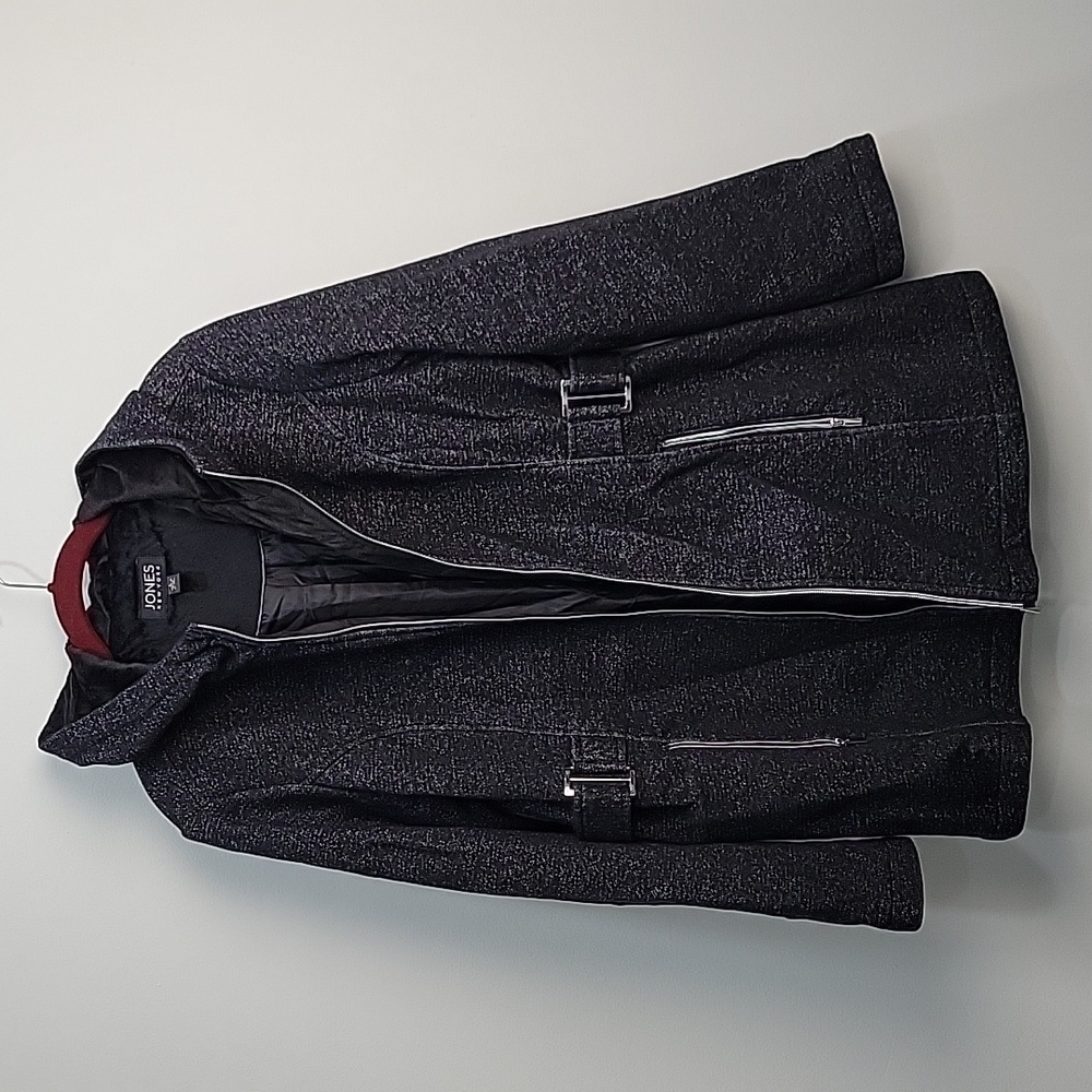JONES Jersey Hooded Coat Black Size Large
